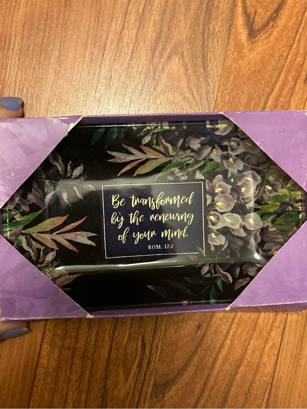 Floral Scripture Tray - Purple & Gold Accent